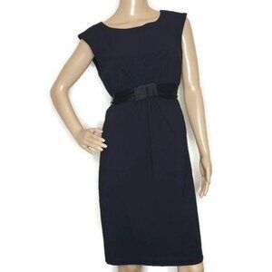 ABS Collection Navy Sheath Dress Size 8 With Satin Sash LBD date dress classic